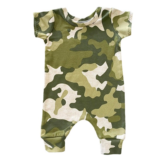 Knooppunt aan de andere kant, tempo Groene Camouflage Harem Korte Mouw Baby Kleding Baby Romper - Etsy Nederland