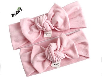 Baby Pink Mommy and me Flat Bow Top-Knot Headbands / Preemie, Newborn, Baby, Toddler, Girl, Adult Headwrap / Knotted Mommy and Daughter Bows