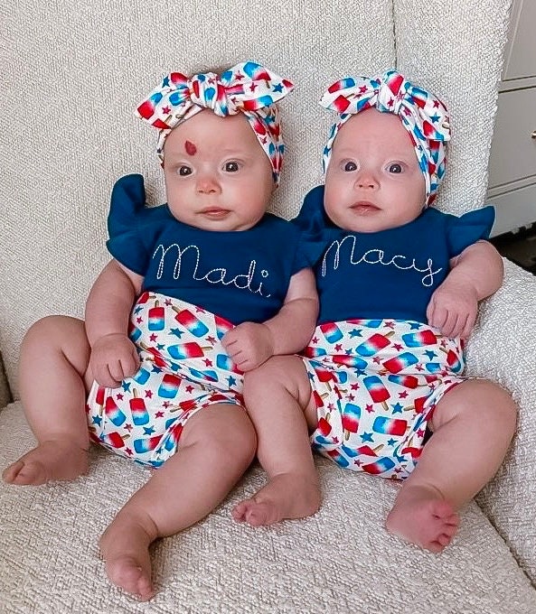 Patriotic Popsicles Bummies and/or Top Knot or Tiny Knot Headband Set, July 4th Diaper Cover, High Waisted Biker Shorts,Independence Day Set