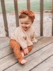 Tan Abstract Micro Dot Leggings and Top Knot Headbands Set, Preemie Girl Clothes, Newborn Coming Home Outfit, Baby Pants & Bows 