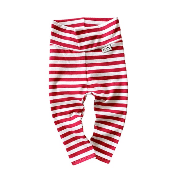 6 Preemie Newborn Toddler Pant Sizes Red White Striped Christmas Baby Leggings 
