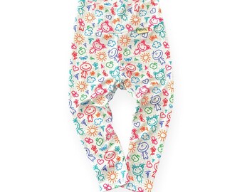 School Doodles Leggings, Newborn Boy Pants, Unisex Preemie Bottoms, CuteToddler Yoga Pants, Baby Shower Gift for Boy, Leggings for Littles