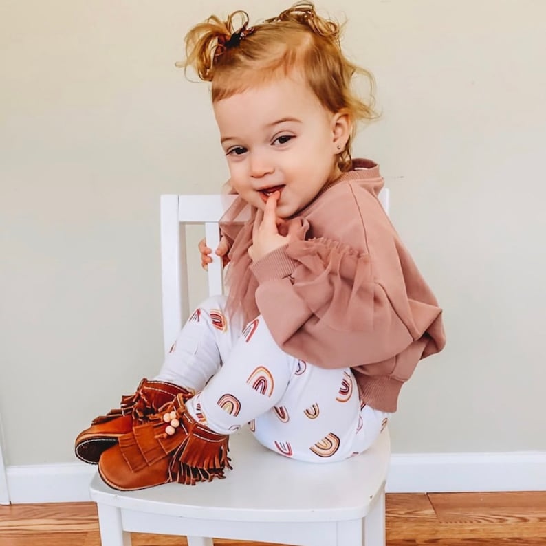 Rainbow White Baby Girl Leggings and Headband Baby Pants Etsy