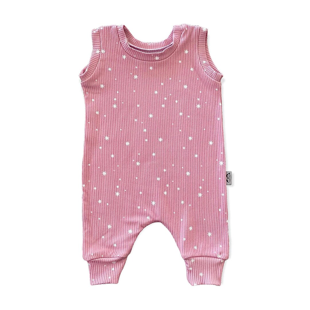 My Lucky Stars on Pink Rib Harem, Baby Clothing, Baby Romper, Baby Girl ...