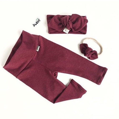 YOU CHOOSE COLOR Forest Green Baby Girl Leggings and Top Knot Etsy