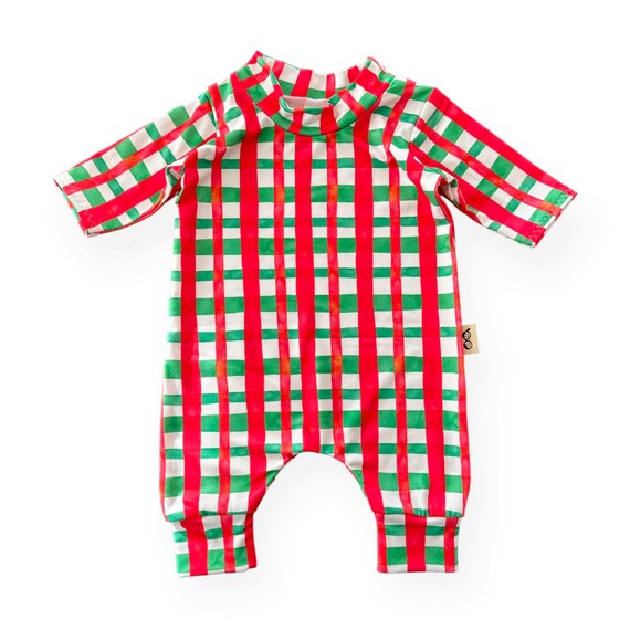 Buy Christmas Gingham Long Sleeve Harem Baby Clothing Baby Girl