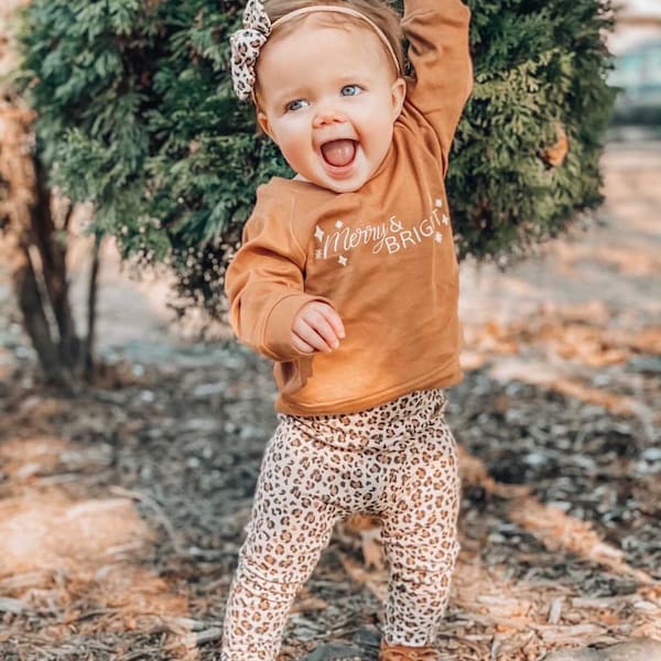 Tan Glitter Cheetah Leggings and/or Top Knot Headbands Set, Holiday Preemie Girl Clothes, Newborn Coming Home Outfit, Baby Pants & Bows