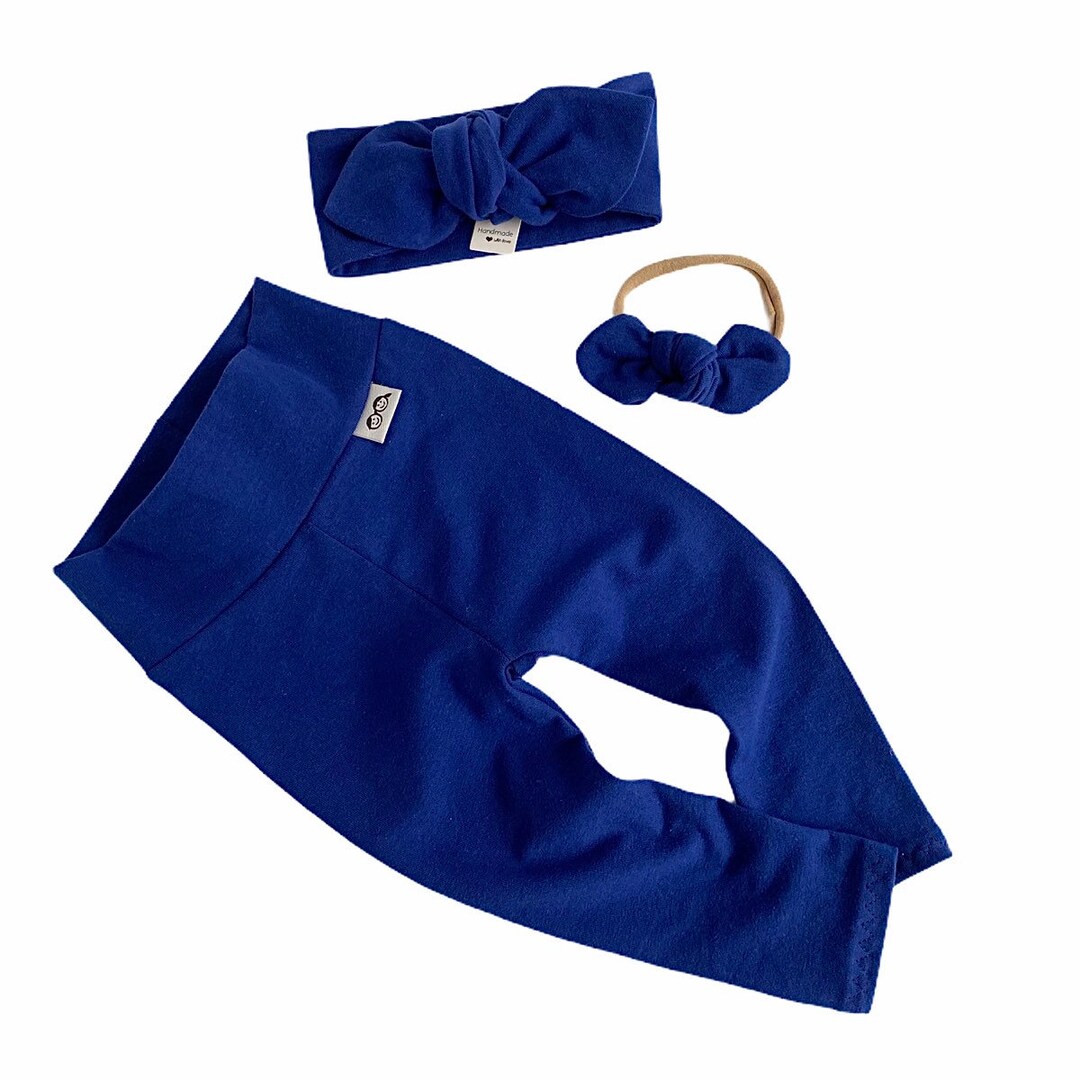 YOU CHOOSE COLOR / Royal Blue Leggings And/or Top Knot Headband, Baby