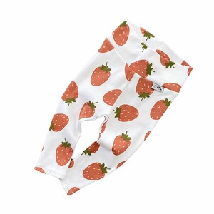 Strawberries on White Leggings, Newborn Pants, Cute Preemie Boy Clothes, Toddler Tights, Summer Berries Outfit for Baby Boy