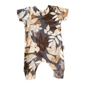 Sarouel bébé imprimé feuilles minuit, tenue bébé automne, combinaison une pièce unisexe, vêtements bébé garçon ou fille, cadeau bébé douillet Style automne