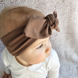 Dark Mocha Top-Knot Headband / Baby Girl  Headwrap /  Newborn Headband / Adult Knotted Headbands / Preemie Headband /