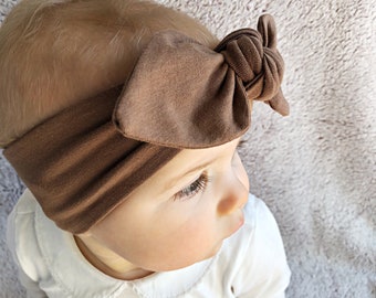 Dark Mocha Top-Knot Headband / Baby Girl  Headwrap /  Newborn Headband / Adult Knotted Headbands / Preemie Headband /