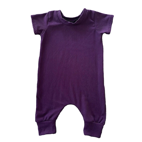 Purple Rib Harem Short Sleeve Baby Clothing Baby Romper Baby Girl Romper Baby Boy Romper Unisex Jumpsuit Summer Baby One Piece Lavender Set Etsy