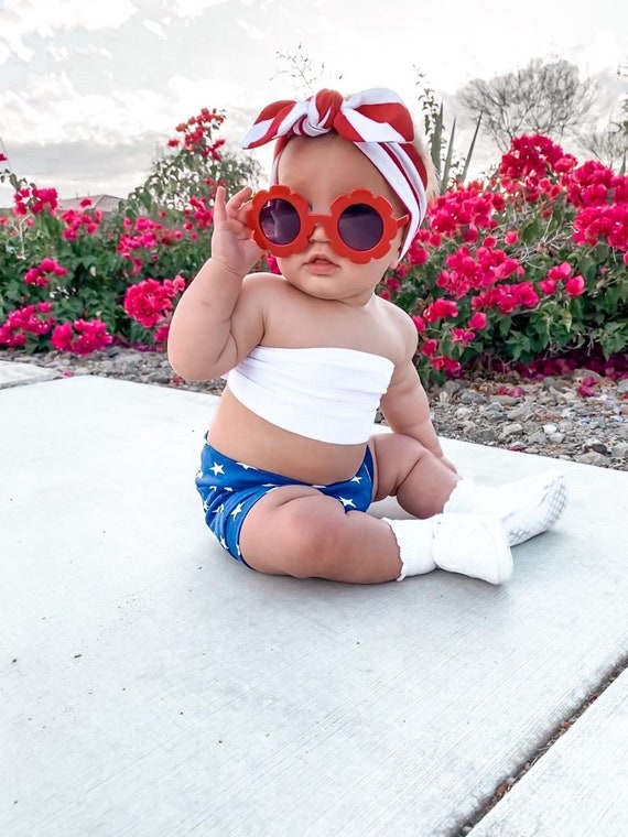 4th of July Bummies And or Tiny Knot or Top Knot Headband Set