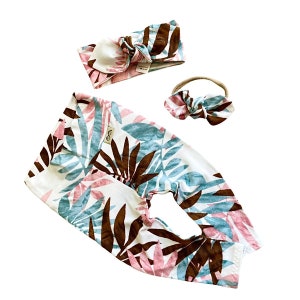 Hawaii Blush Leggings and/or Top Knot Headband Set, Preemie Girl Clothes, Newborn Coming Home Outfit, Cute Toddler Pants