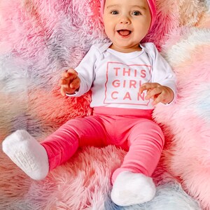 YOU CHOOSE COLOR, Pink Leggings and/or Headband, Baby Girl Gift Set, Newborn Coming Home Outfit, Preemie Clothes, Bubble Gum Color Baby Set image 3