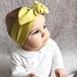 Fascia per top-knot giallo limone / Copricapo per bambina / Fascia per neonati pastello / Fasce per adulti annodate / Fascia per principianti /
