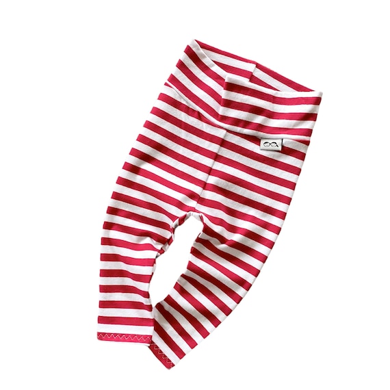 Baby Boy Red White Stripes Christmas Leggings, Newborn Pants, Cute