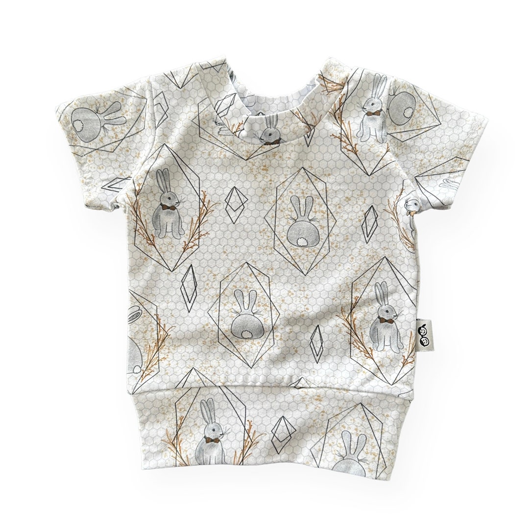 Bunny on Honeycomb Print Lounge Top, Baby T-shirts, Handmade Kids Top ...