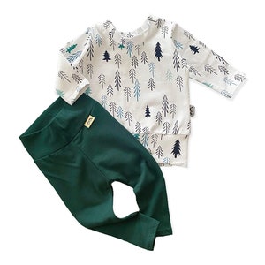 Hunter Green and Loblolly Pine Christmas Dudis Lounge Set, Kids Handmade Sweater and Pants Set Holiday Kids Sweatshirt Christmas Baby Outfit