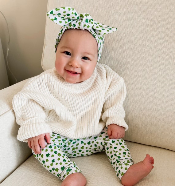 CREAM LEGGING WITH BLUE POLKA DOTS, NEWBORN CREAM LEGGING WITH BLUE POLKA DOTS, NEWBORN