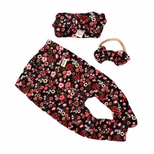 Groovy Dainty Floral Leggings and/or Headband Set, Preemie Girl Clothes, Newborn Coming Home Outfit, Cute Toddler Pants, Floral print
