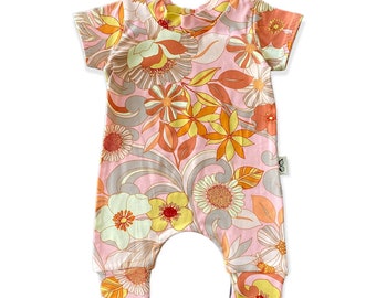 Retro Aloha Harem Baby Clothing Baby Romper Baby Girl Romper Summer Baby Romper Unisex Baby Jumpsuit Summer Baby Print Baby Yoga Outfit