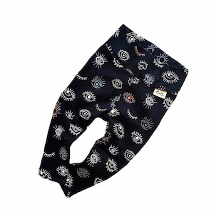 Bohemian Eyes Leggings, Newborn Pants, Cute Preemie Clothes, Toddler Tights, Unisex Animal Print, Unisex Black Baby Pants