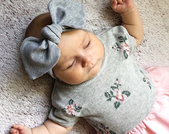 Top-Knot Headband / Grey Headwrap/ Baby, Toddler, Girl, Adult Headband / Knotted Headband / Headwrap / Light Grey Headband