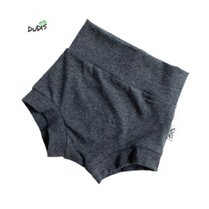 U CHOOSE COLOR, Charcoal High Waisted Bummies, Baby Boy Grey Diaper Cover, Unisex Toddler Bummy Shorts, Cute Clothing for Kids