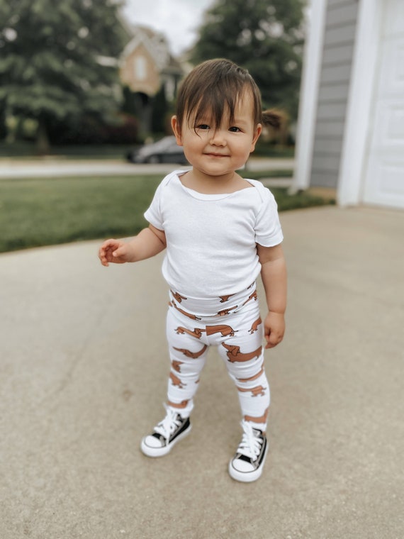 Dachshund Wiener Dog Unisex Animal Print Baby Pants Soft and Stretchy Blend Knit Fabric White Preemie to 3T Dachshund Wiener Dog Etsy