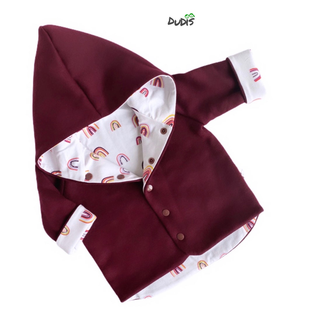 Burgundy Rainbow Hooded Jacket, Baby Infant Toddler Kid Coat, Fall ...