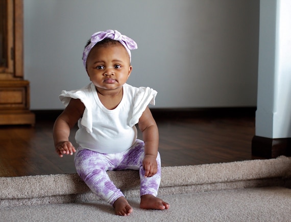 Purple Tie Dye Leggings And or Top Knot Headband Set Unisex Baby Preemie Girl Clothes Newborn Coming Home Outfit Cute Toddler Knit Pants Etsy