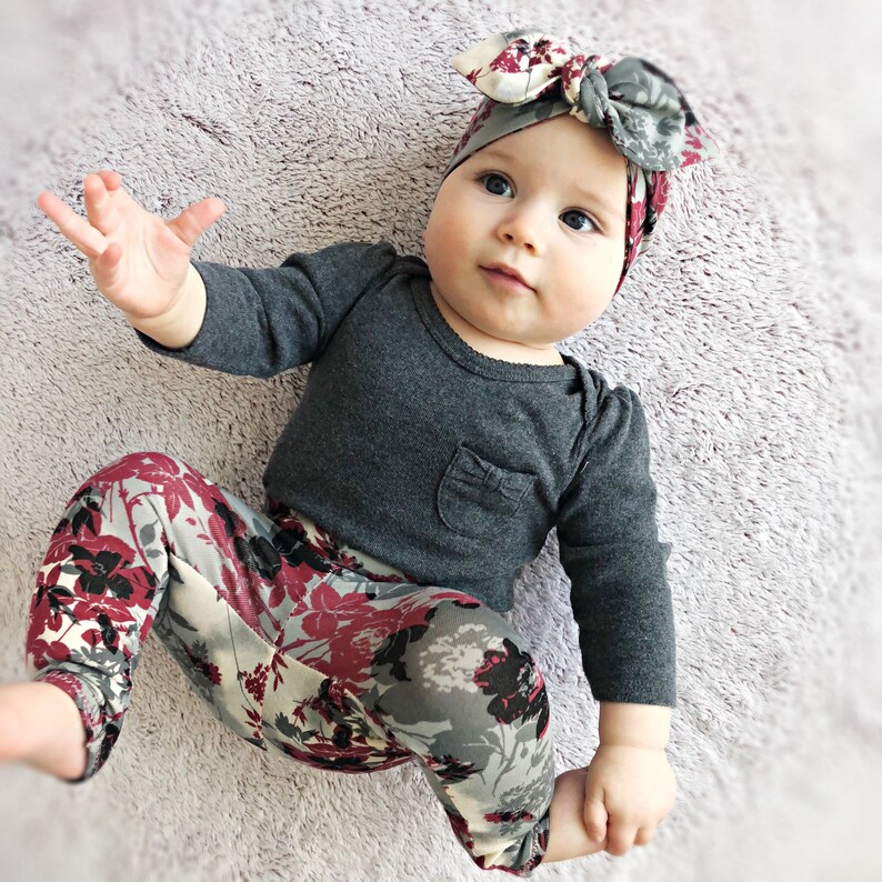 Organic Floral Leggings and Headband Set / Baby Gift Set / | Etsy