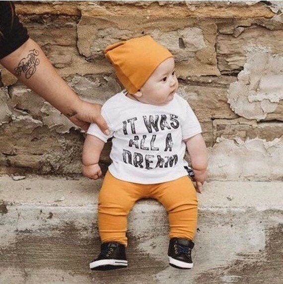 CHOOSE COLOR / Baby Boy Mustard Leggings and Beanie Set / - Etsy