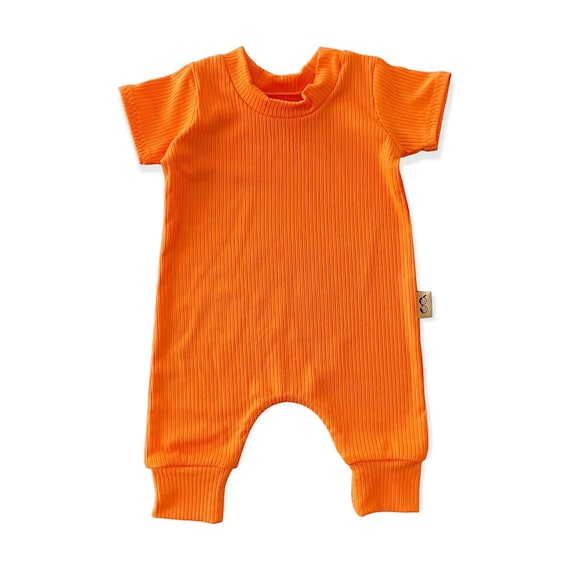 Bright Orange Rib Harem Short Sleeve Baby Clothing Baby Romper Baby Girl Romper Baby Boy Romper Unisex Jumpsuit Summer Baby One Piece Etsy