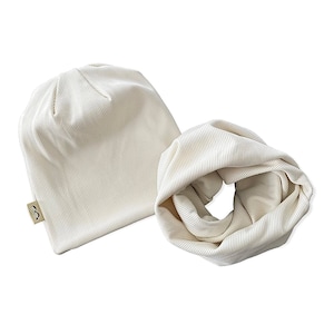 Cream Ribbed Slouchy Beanie and Infinity Scarf, Baby Slouchy Beanie, Kids Beanie, Toddler Beanie, Beanie and Infinity scarf, Hat and Scarf