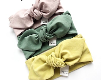 Diademas con nudo superior para niña / Salvia, rosa rubor, amarillo limón / Diademas para mamá y yo / Diademas en colores pastel / Bebé prematuro, Recién nacido, Bebé, Niño pequeño, Adulto