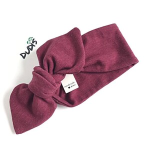 Baby Girl Top Knot Headband Set / Preemie, Newborn, Toddler, Adult Knotted Headwrap / Heathered - Red, Navy, Burgundy / Womens Hair Band imagen 4
