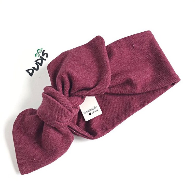 Baby Girl Top Knot Headband Set / Preemie, Newborn, Toddler, Adult Knotted Headwrap / Heathered - Red, Navy, Burgundy / Womens Hair Band imagen 4