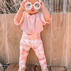 Rose Tie Dye Rib Knit Leggings and/or Headband Set, Baby Girl Gift, Preemie Girl Clothes, Newborn Coming Home Outfit,Cute Toddler Pink Pants