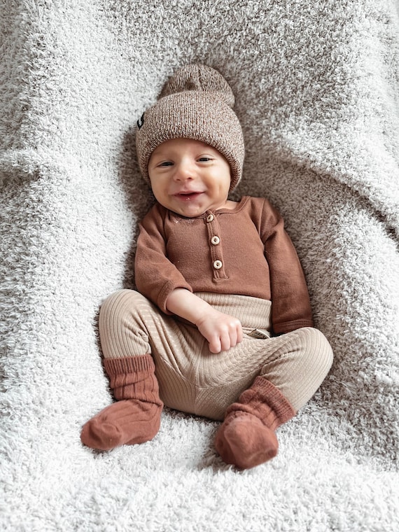 Latte Rib Knit Leggings Newborn Pants Cute Preemie Boy Clothes