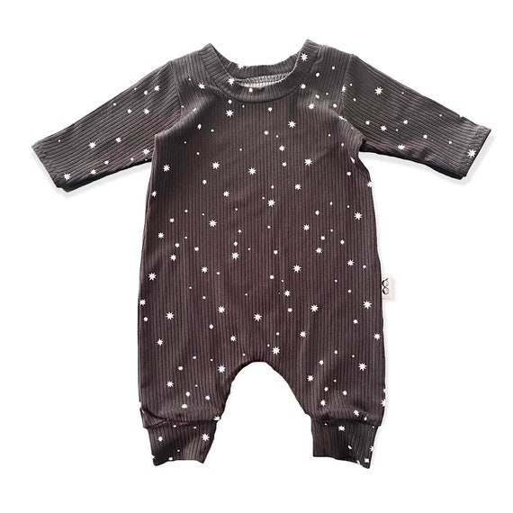 Buy My Lucky Stars on Black Rib Long Sleeve Harem Baby Clothing