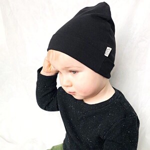 U CHOOSE COLOR / Black Beanie / Kids Beanie / Toddler hat / Baby Boy Hat / Preemie Hat / Newborn Beanie / Unisex Beanie / image 1