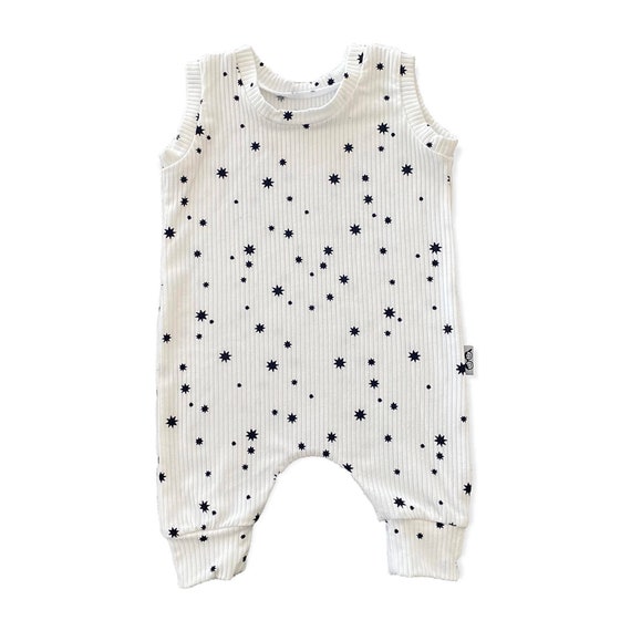 Buy My Lucky Stars on White Rib Harem Baby Clothing, Baby Romper