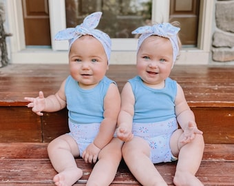 USA Fireworks Bummies and/or Tiny Knot or Top Knot Headband Set, Patriotic Baby Girl Clothes, Toddler Diaper Cover, Cute High Waisted Shorts