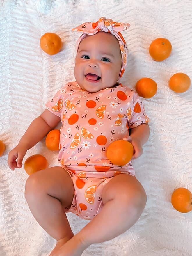 Set Abbigliamento Neonata IMEKIS – 3 Pezzi In Cotone: Pagliaccetto Girasole + Pantaloncini + Fascia, Per 0-18 Mesi