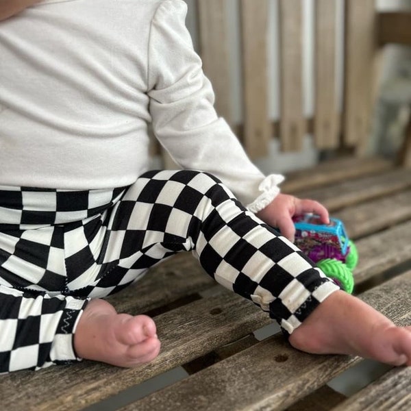 Schwarz Retro karierte Leggings und/oder Stirnbänder Set, Preemie Mädchen Kleidung, Neugeborenen Coming Home Outfit, Baby Hosen & Schleifen, karierter Druck