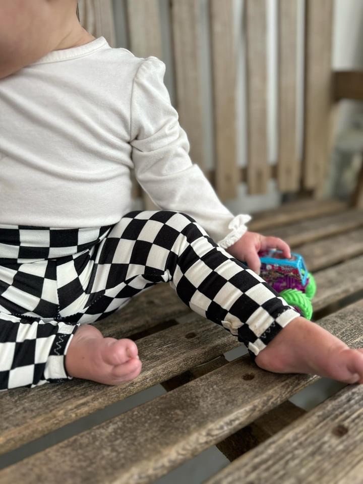 Racing Checkered Leggings Mixed Black