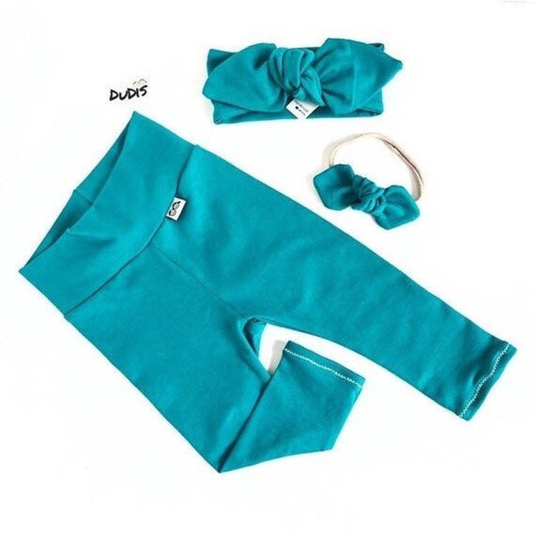 YOU CHOOSE COLOR, Teal Leggings And/or Top Knot Headband, Baby Girl